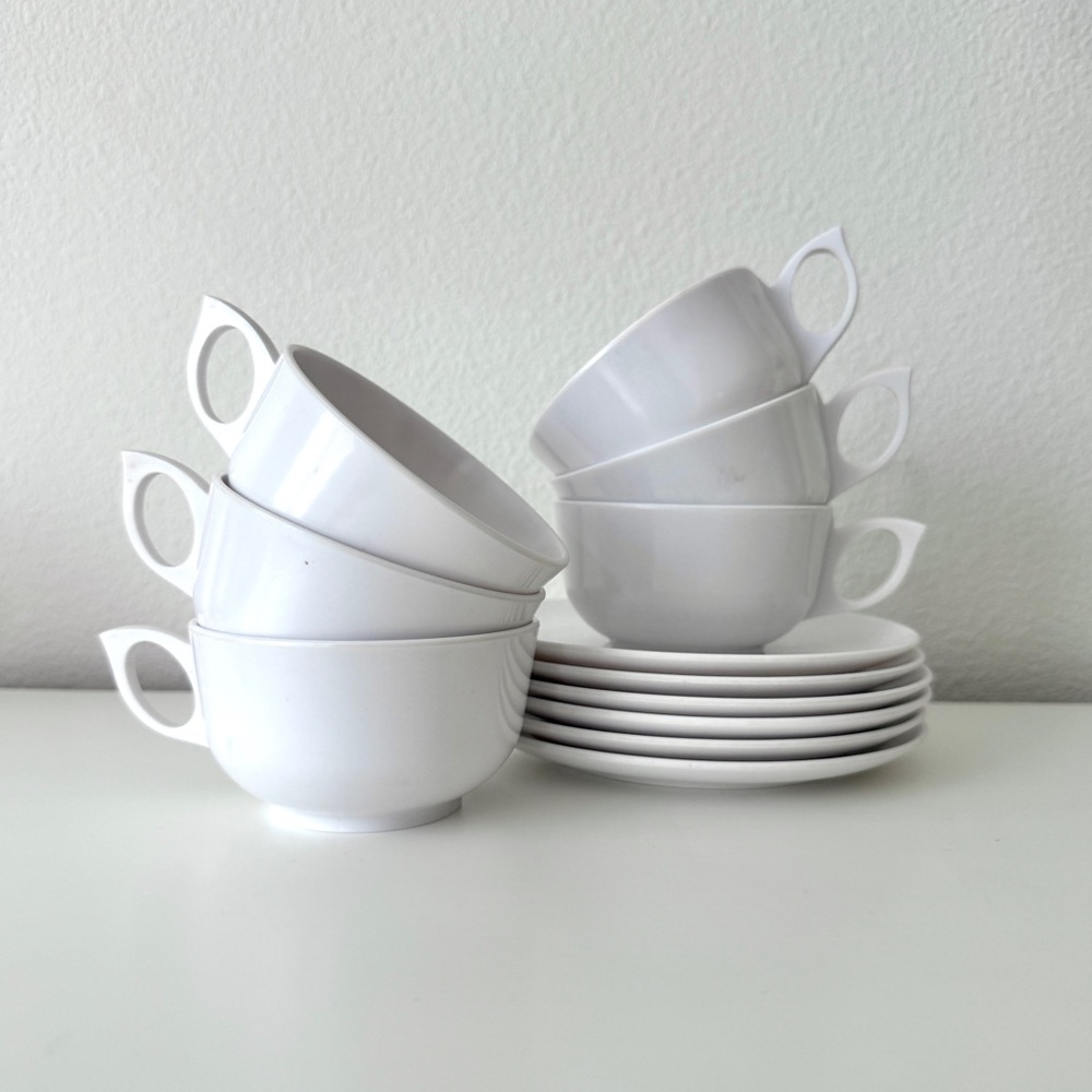 Melmac Tea Cup and Coaster set of 6